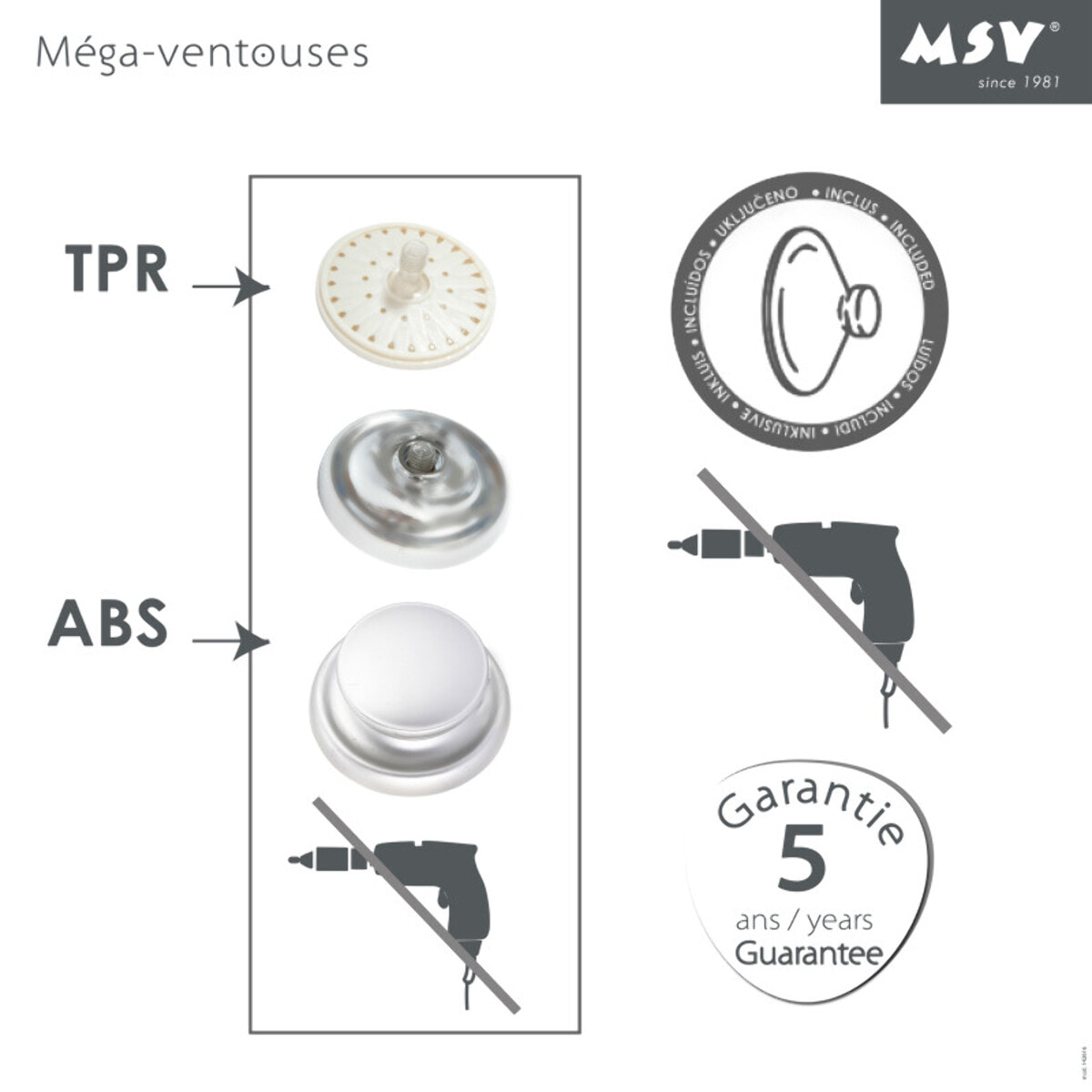 Gobelet à  fixer mega ventouse aluminium MSV