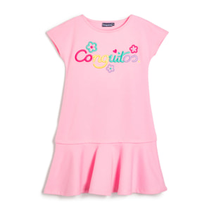 Vestido de Niña con Logo Frontal en Rosa