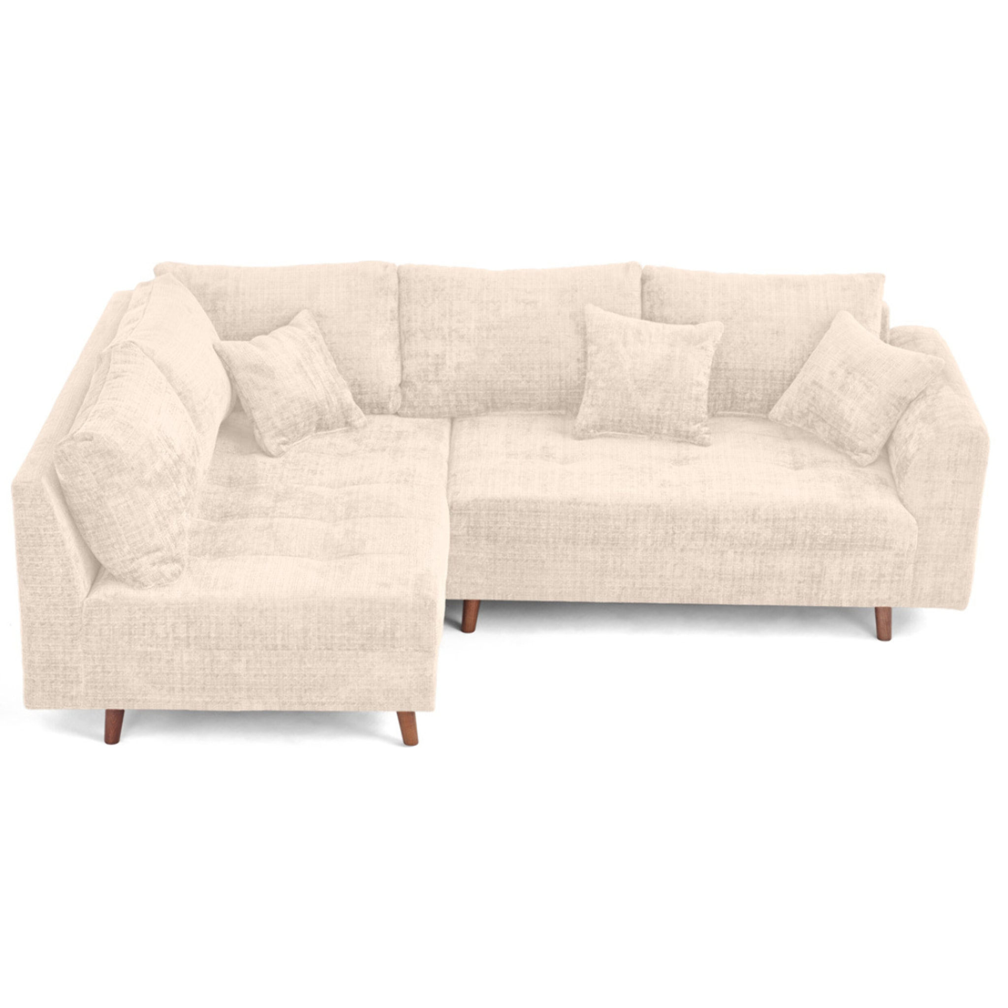 Rune - canapé d'angle gauche 4 places en velours texturé - Beige