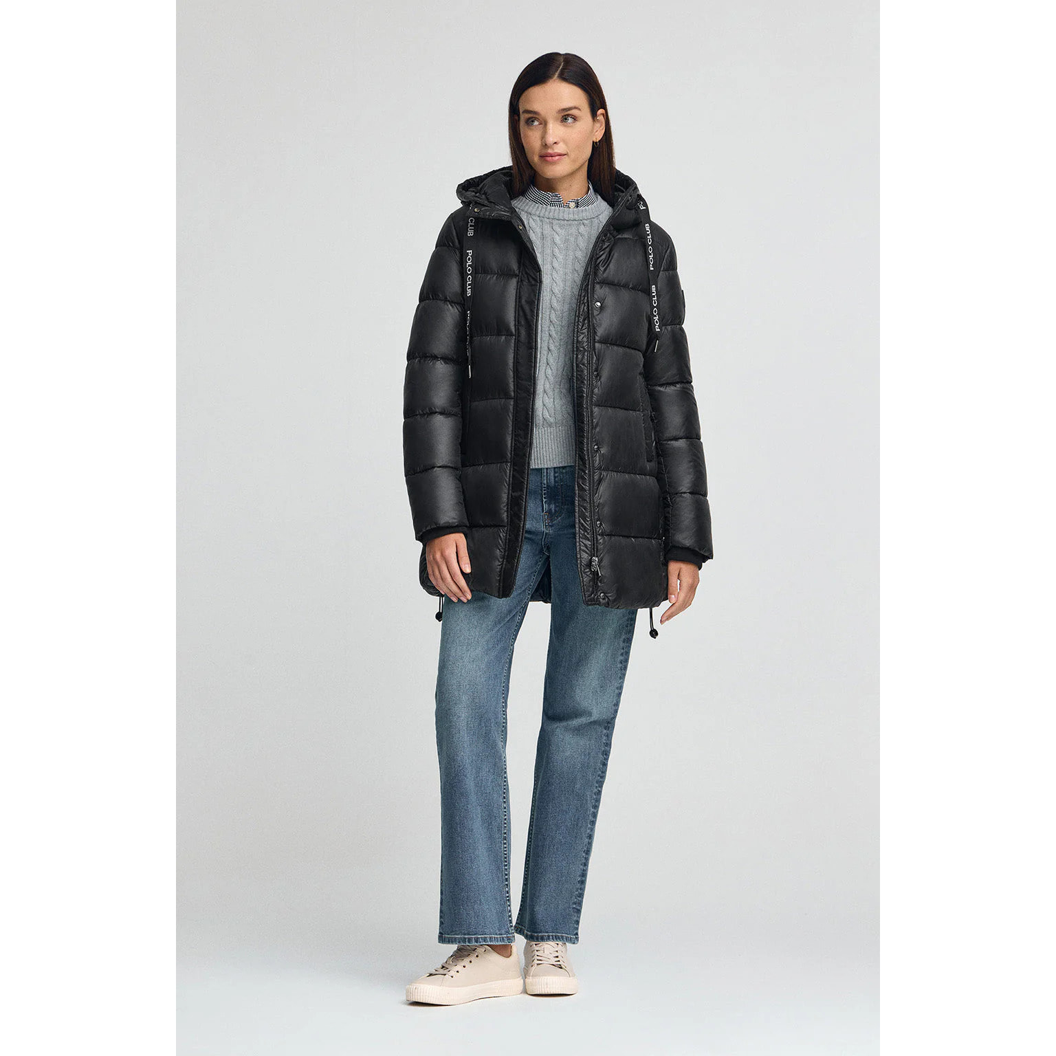 Giaccone Silvon Coat nero con logo Polo Club