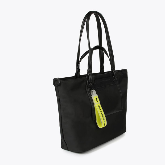 Borsa shopper in nylon con dettagli fluo
