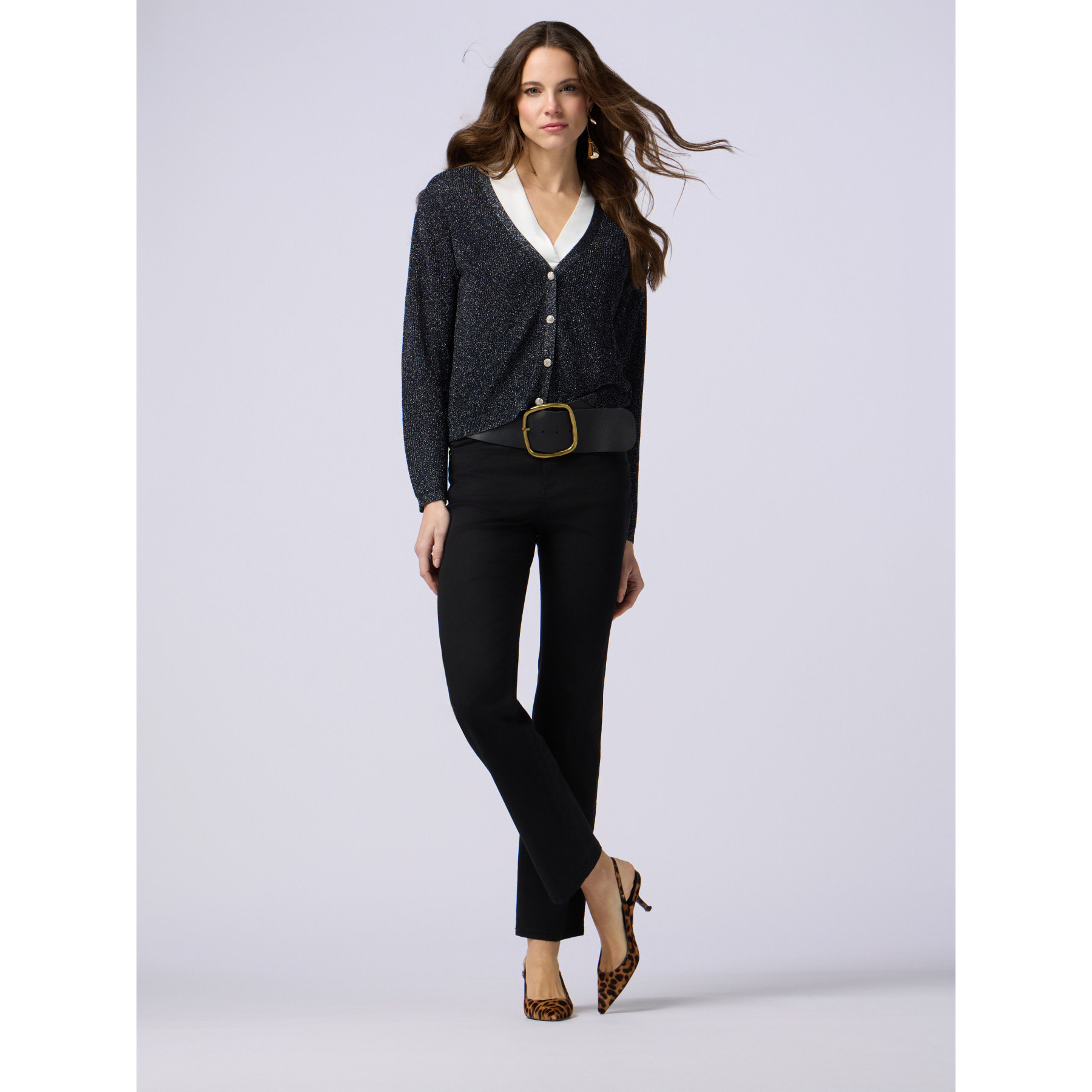 Oltre - Pantaloni regular misto tencel - Nero