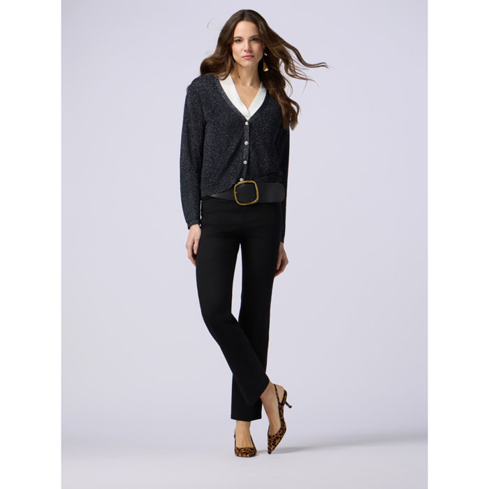 Oltre - Pantaloni regular misto tencel - Nero