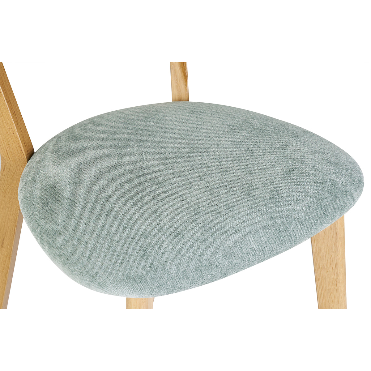 Chaises vintage en bois clair chêne et tissu effet velours vert céladon (lot de 2) DOVE