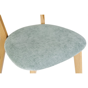 Chaises vintage en bois clair chêne et tissu effet velours vert céladon (lot de 2) DOVE