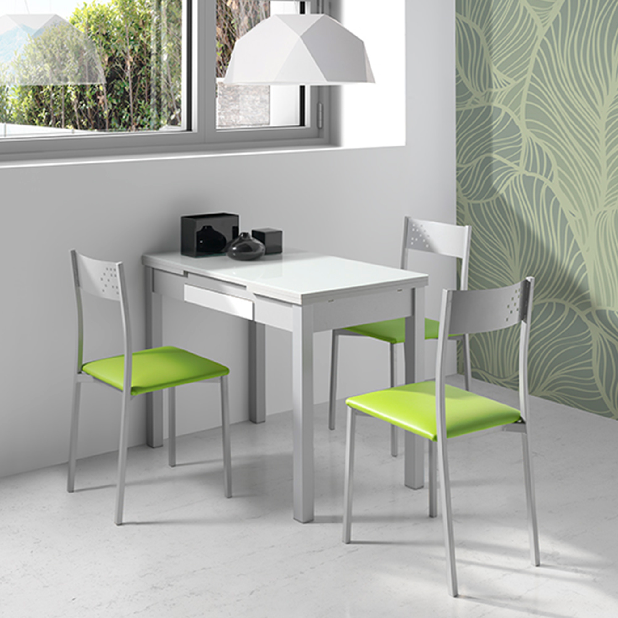 Set de 4 sillas – Polipiel y metal