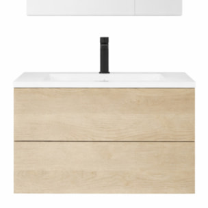 Pack meuble vasque 80 cm Cosmo chêne + miroir