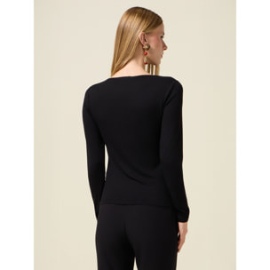 Oltre - Camiseta ajustada con escote asimétrico - Negro