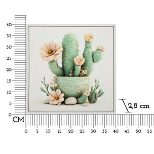 STAMPA SU TELA LACCATA C/CORNICE VASETTO CACTUS -D- CM 40X2,8X40