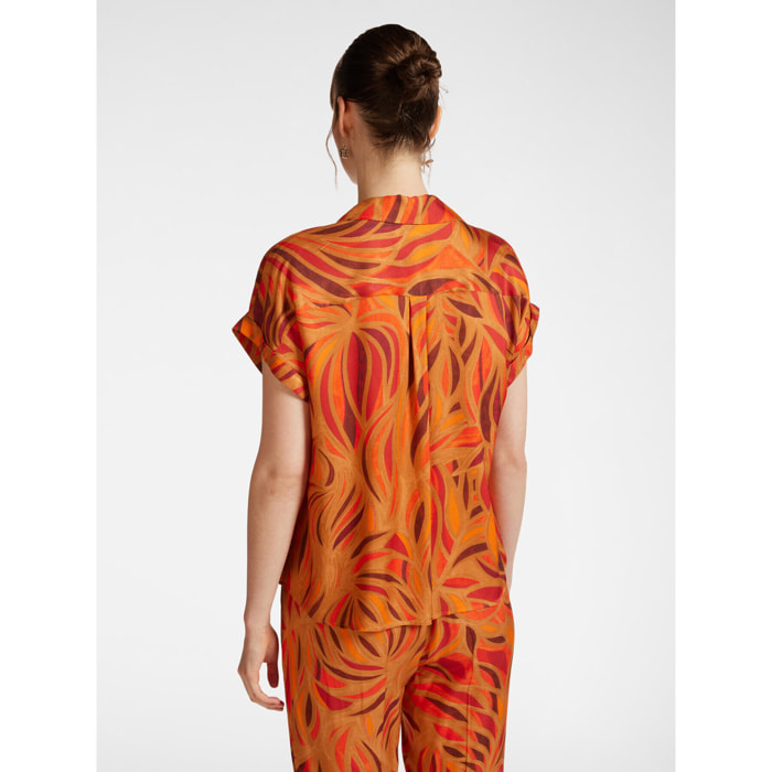 Elena Mirò - Camisa con estampado de follaje - Naranja sol