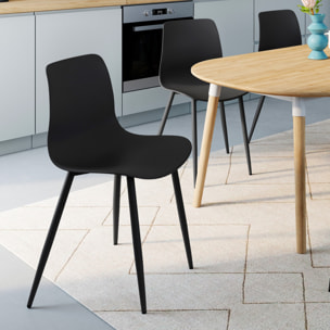 Chaises Nala noires et pieds métal - lot de 6