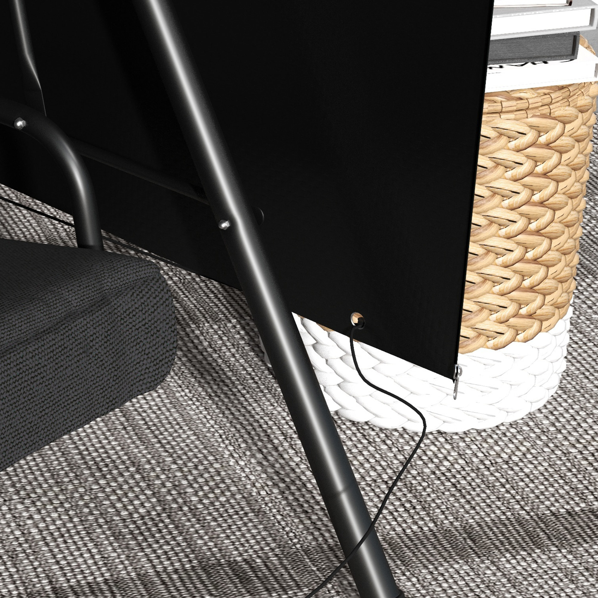 Funda Balancín Jardín, Funda Columpio Jardín Exterior, Cubierta de Columpio con Cremallera, Impermeable, 215x155x150 cm, Negro