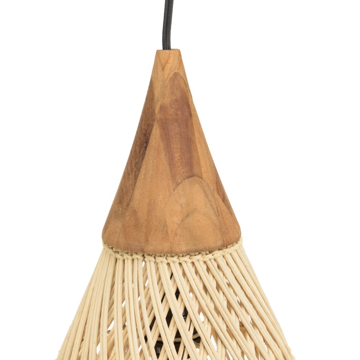 SIXTINE - Suspension 'goutte' 25x25cm rotin couleur naturelle et teck