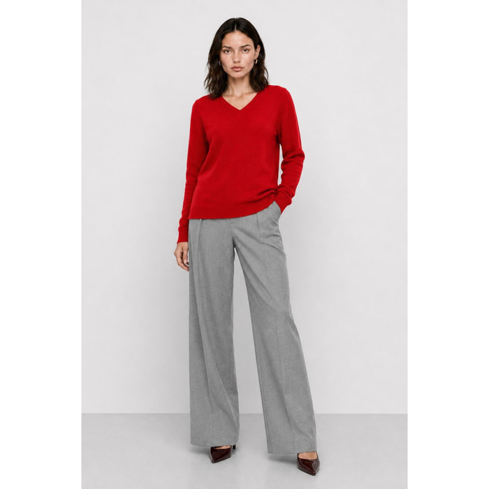 Kocca - Maglia da donna in angora con scollo a V e maniche lunghe Donna