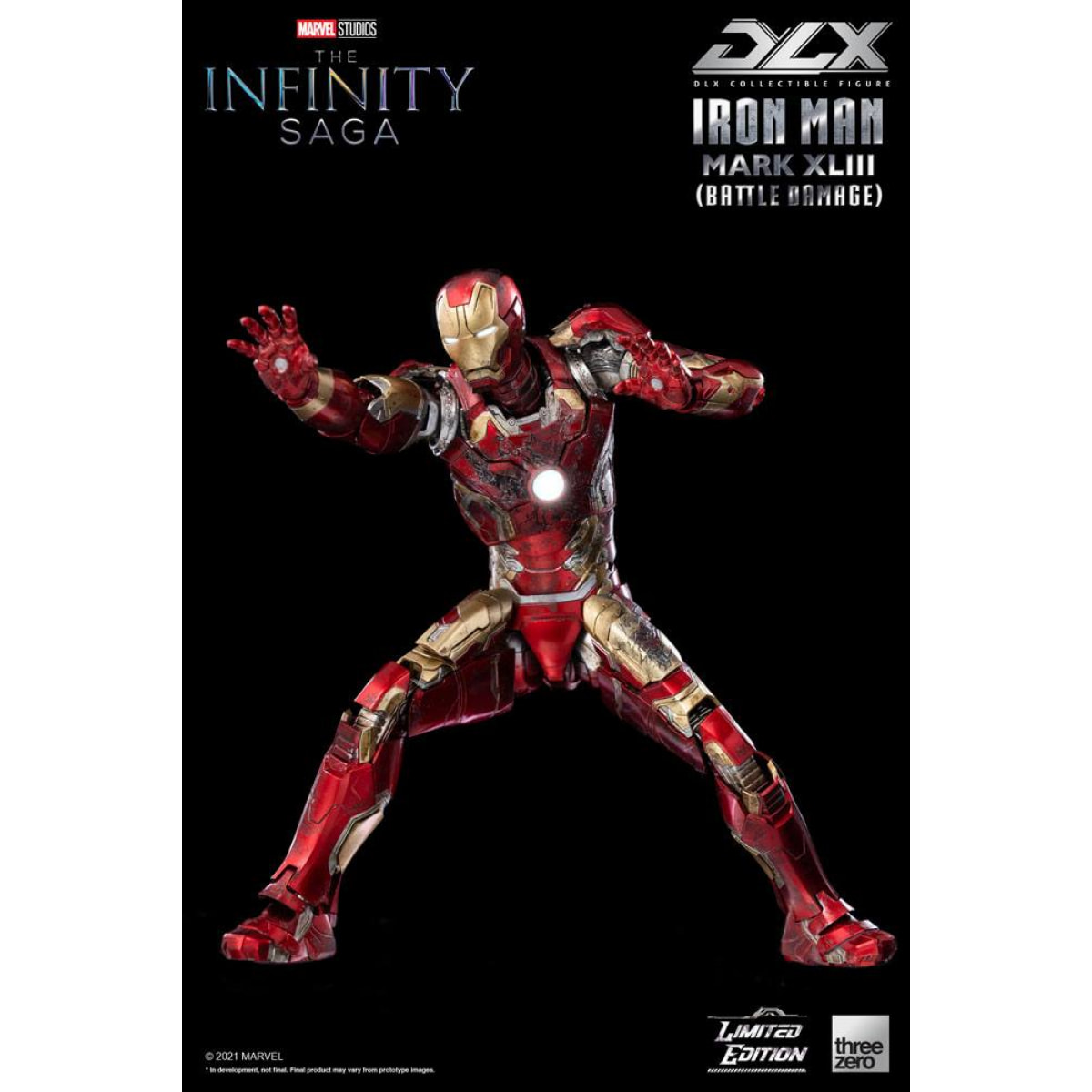 Infinity Saga Dlx Action Figura 1/12 Iron Man Mark 43 (battle Damage) Edizione Limitata 17 Cm Threezero