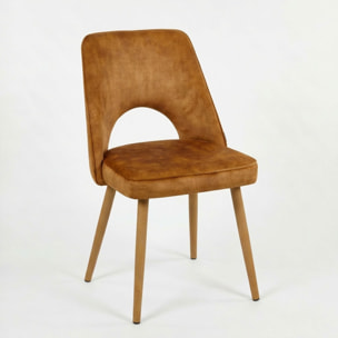 Set 4 sedie sala da pranzo in tessuto effetto velluto color ocra – Oblo