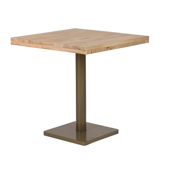 Mesa Comedor Madera Mango Metal Marron 70x70x75 Cm