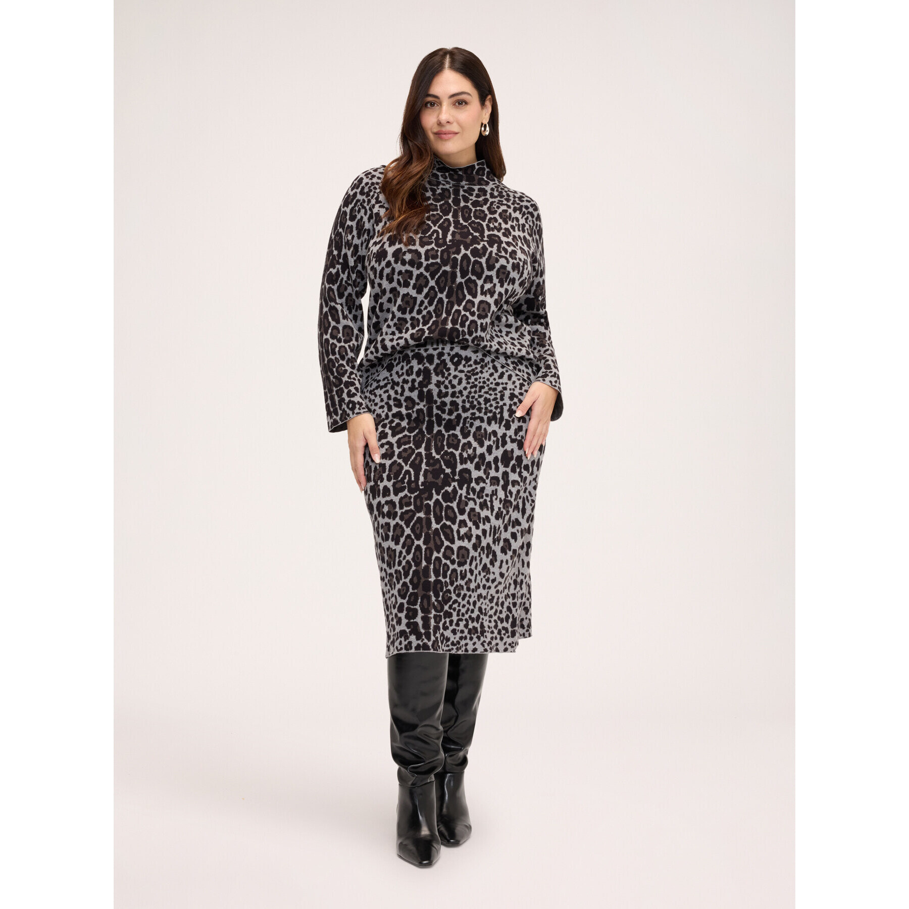 Fiorella Rubino - Gonna tubino in maglia animalier - Grigio