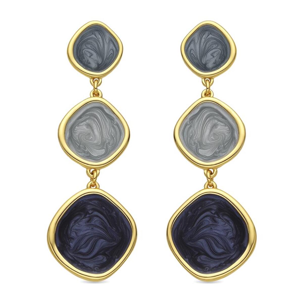 Pendientes con Lacado Azul acabado oro 18k
