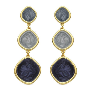 Pendientes con Lacado Azul acabado oro 18k