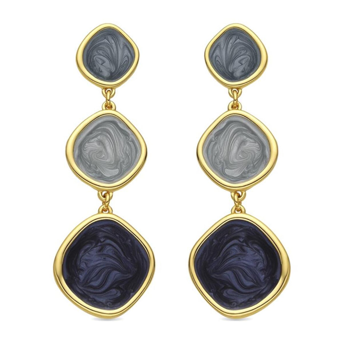 Pendientes con Lacado Azul acabado oro 18k
