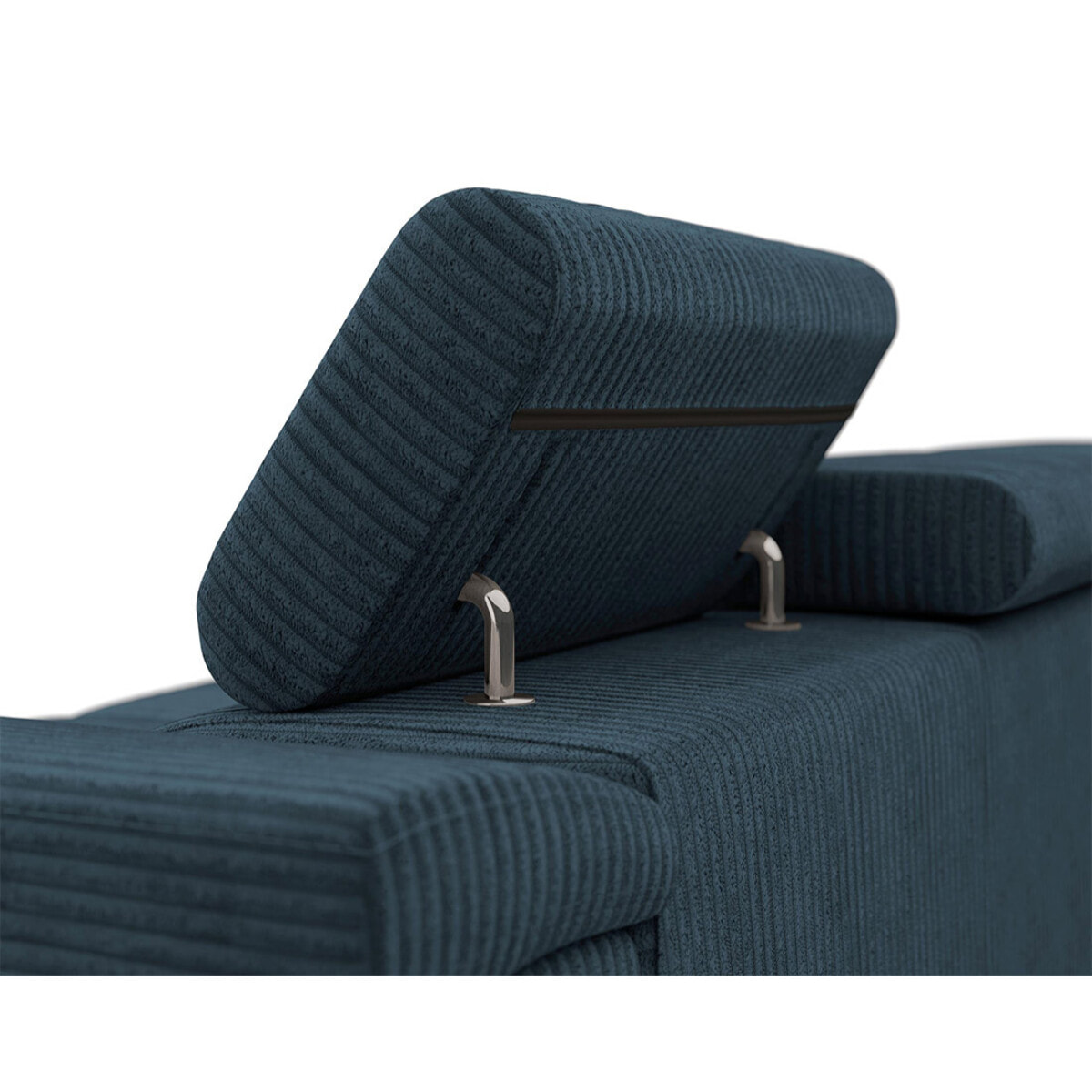 Pablo - canapé droit 2 places avec têtières ajustables - en velours côtelé - Bleu