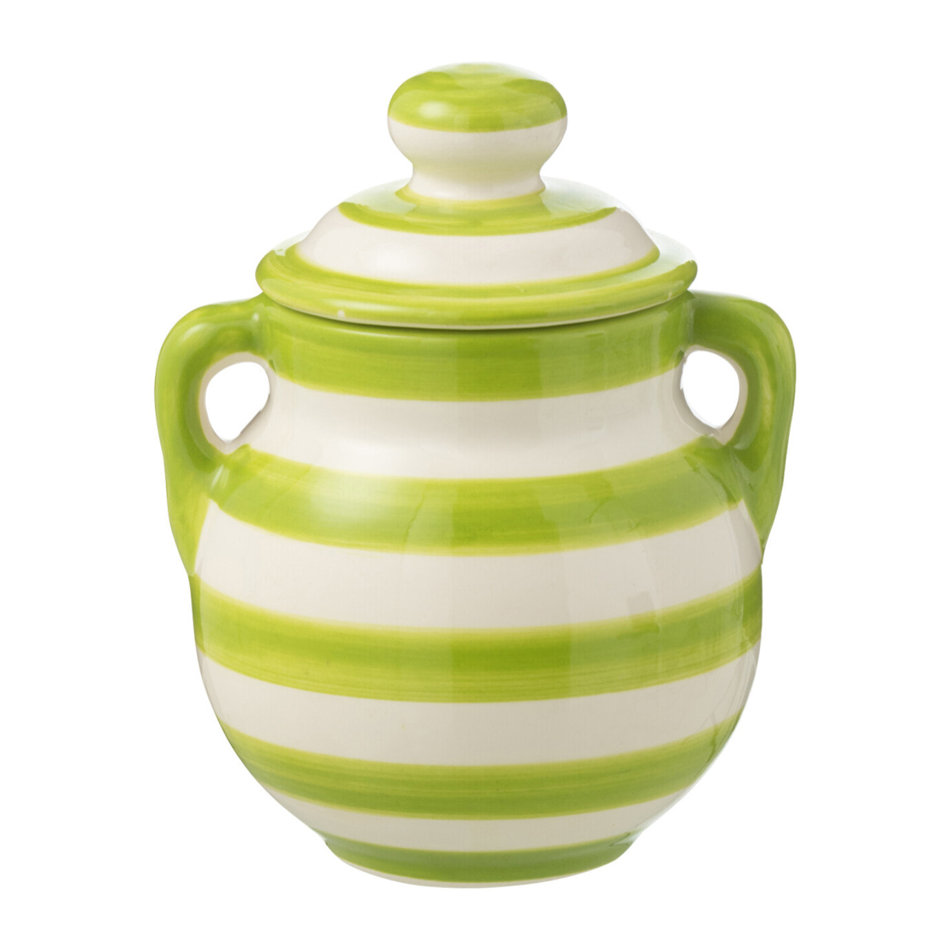 J-Line pot de conservation Granada Stripes - céramique - blanc/vert