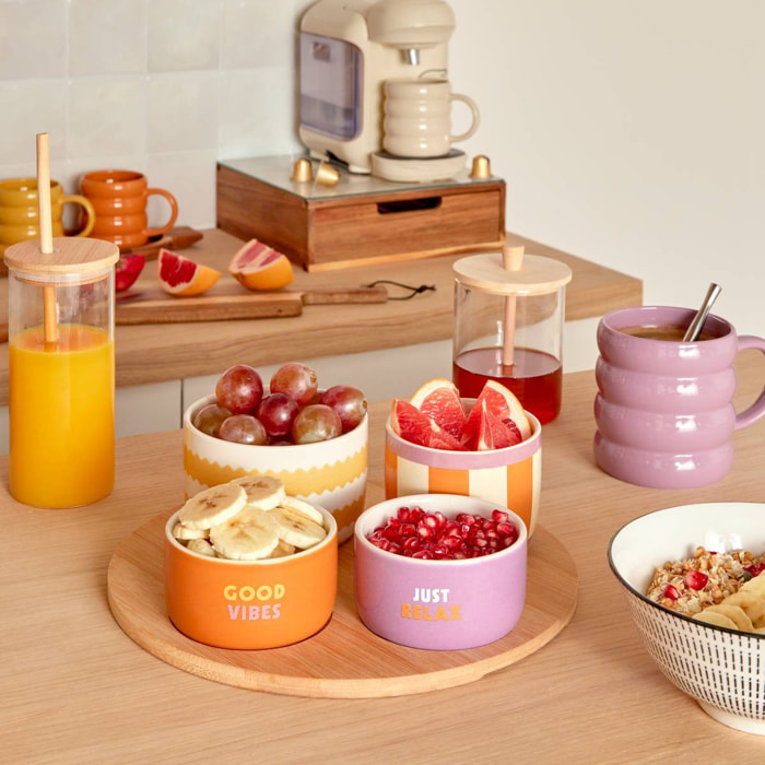 Set apéritif Poolside plateau en bambou et 4 bols assortis