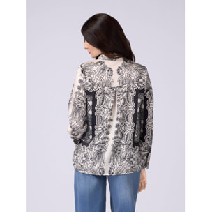 Oltre - Camicia in raso fantasia - Bianco