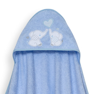 Capa Baño 1X1 Mod Parejita Elefante+Gorro Azul
