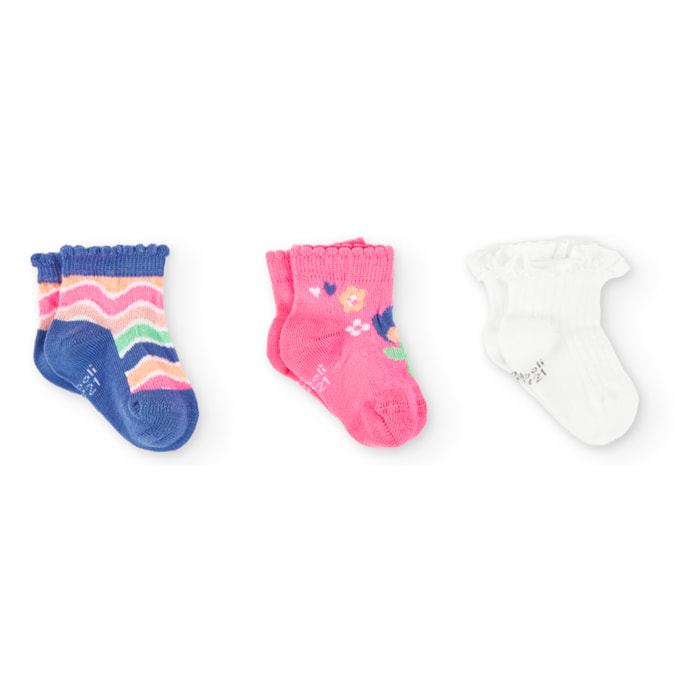 Pack calcetines para niña estampados, color rosa, Camiseta