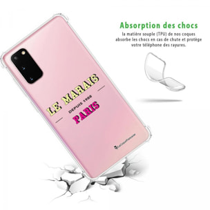 Coque Samsung Galaxy S20 Silicone antichocs Solides coins renforcés Protection Housse transparente Le Marais La Coque Francaise