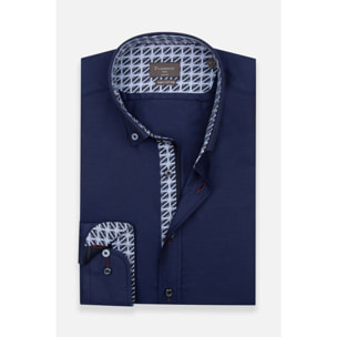 Camicia Uomo Botton Down Slim Oxford unito Blu