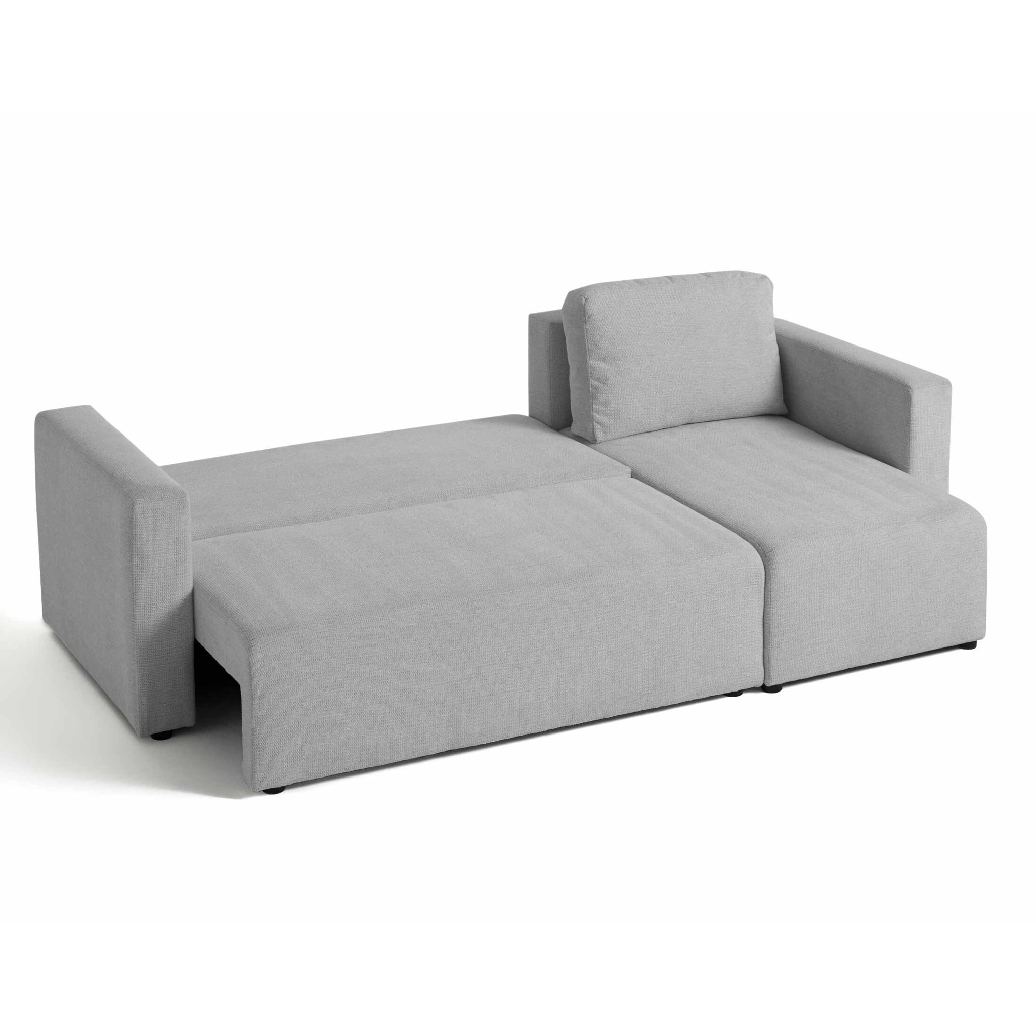 Canopy - canapé d'angle réversible - 4 places - convertible avec coffre - en tissu texturé - Gris clair