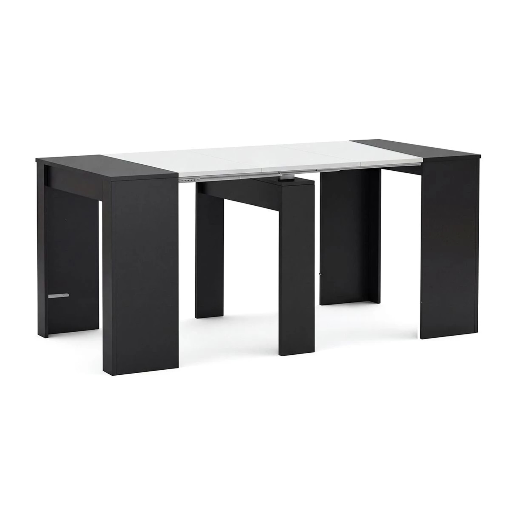 Mesa consola extensible en negro mate y blanco artik 50-235x90 cm Denis Negro Mate - Blanco Artik