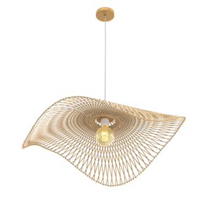 Suspension D75 cm en bambou avec fil blanc - Jipi