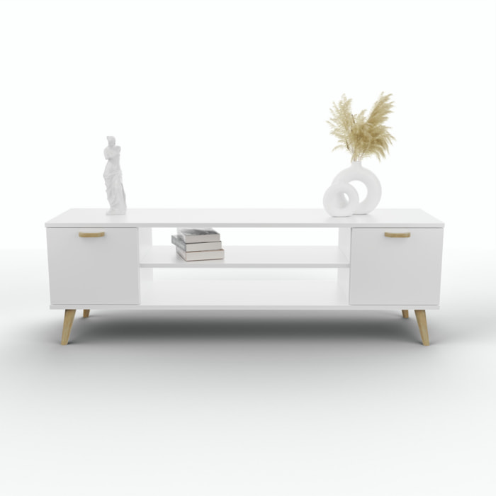 Mobile Porta TV Focus 135 in Stile Scandinavo Bianco