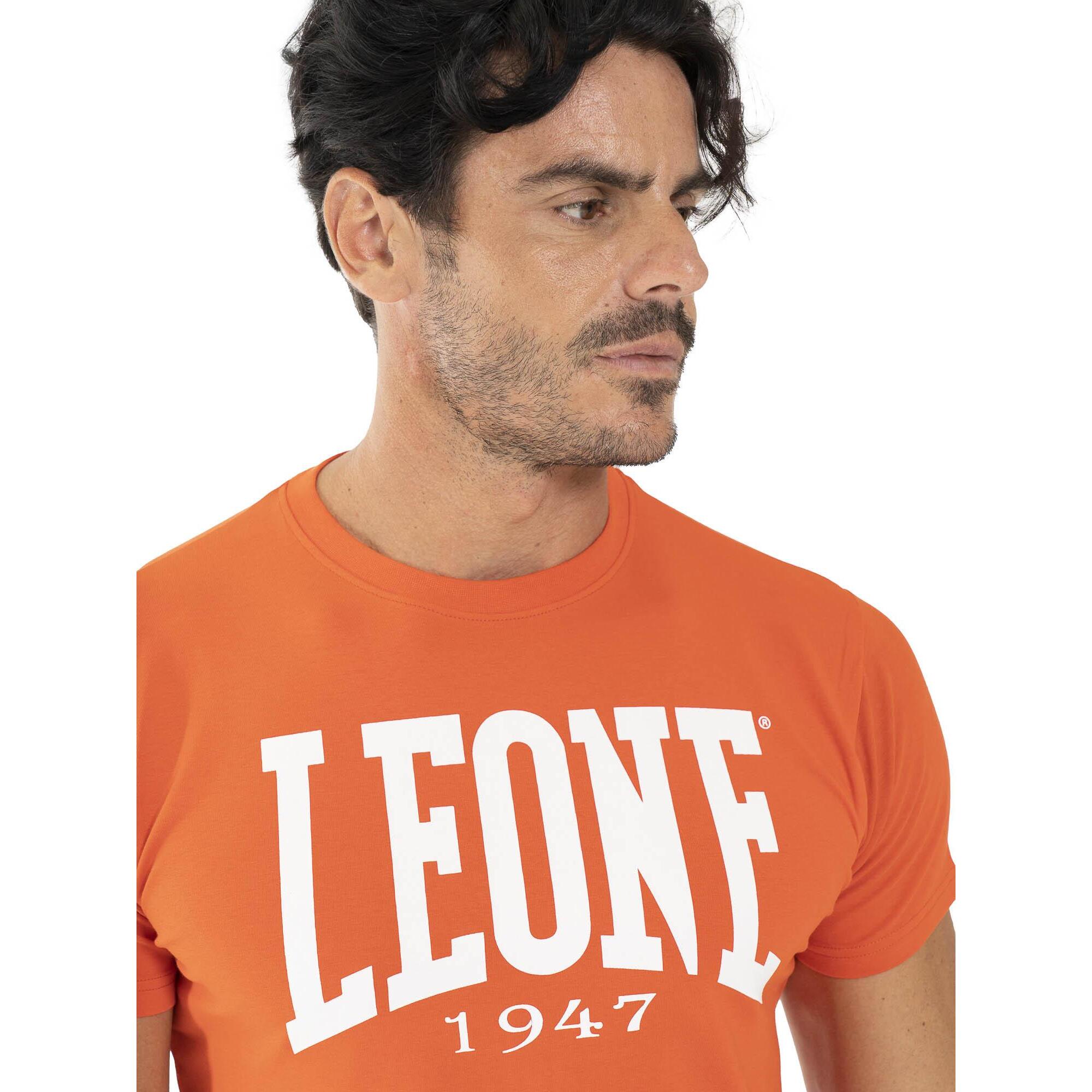 Camiseta de manga corta de algodón elástico con gran logo Leone Basic