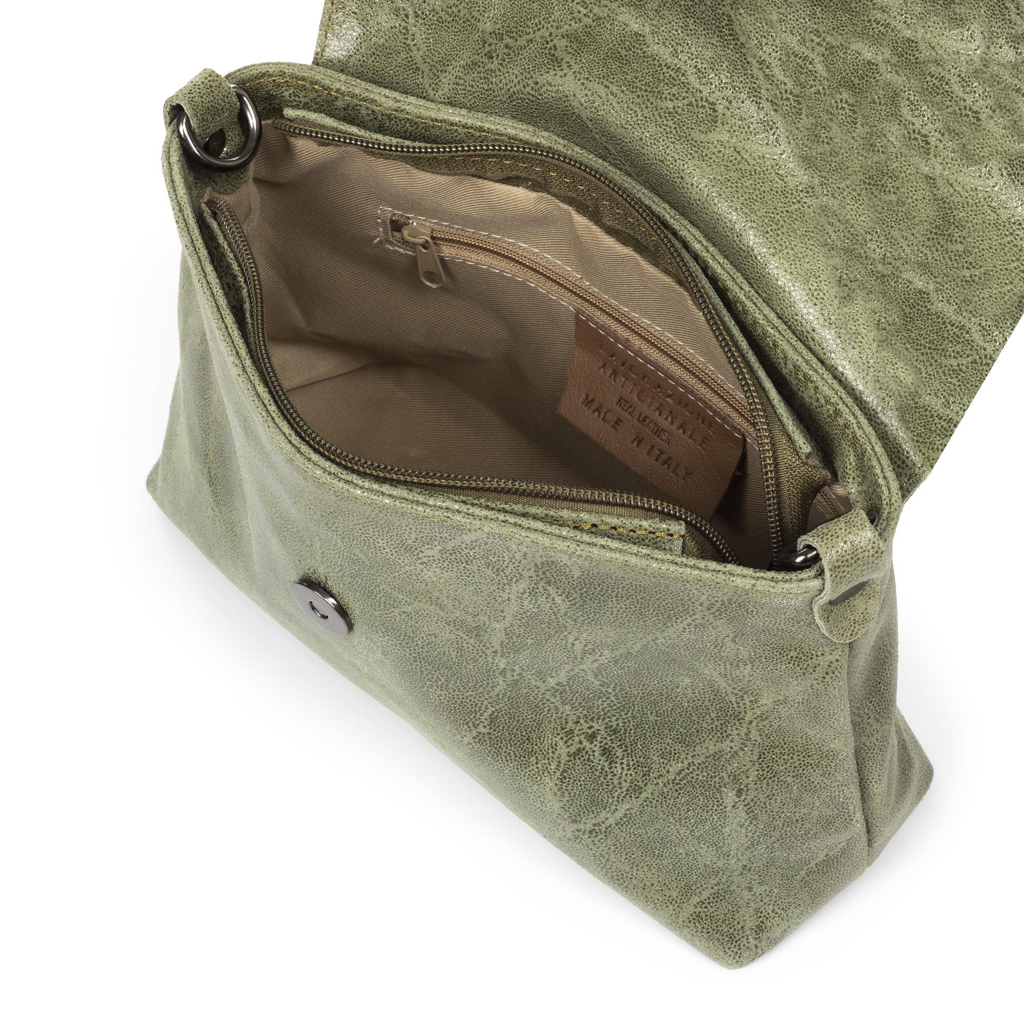 Lentini Borsa a spalla da donna. Vera Pelle Scamosciata Stone Washed.
