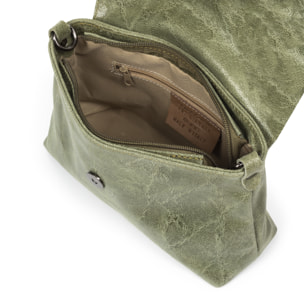 Lentini Borsa a spalla da donna. Vera Pelle Scamosciata Stone Washed.