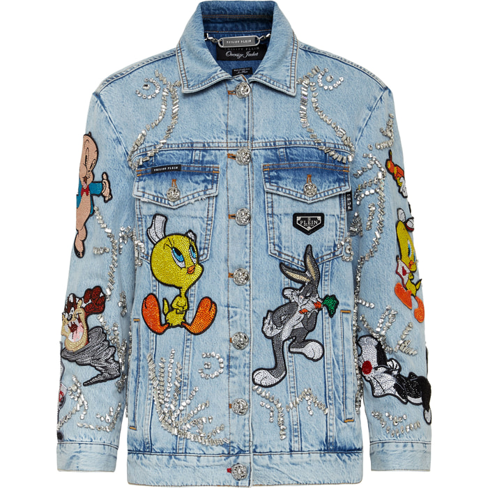 PHILIPP PLEIN Denim Jacket Oversize Looney Tunes
