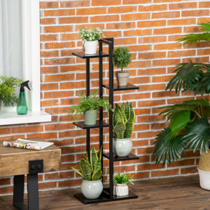 Étagère à fleurs piedestal 5 niveaux - cadre en acier - 40 x 22 x 113 cm - noir