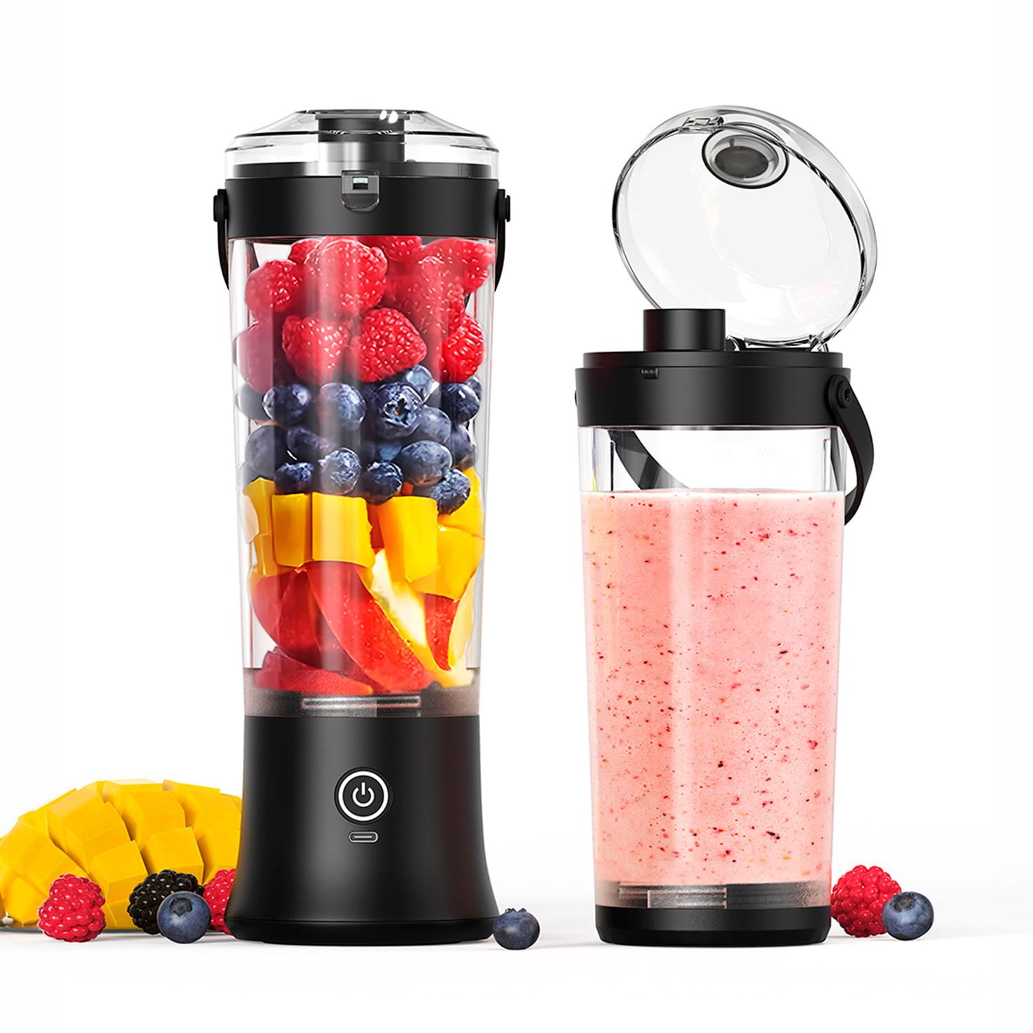 Batidora portátil A9-2.0 con capacidad de 500 ml con 6 cuchillas de acero inoxidable. Con batería recargable de 4000mAh.