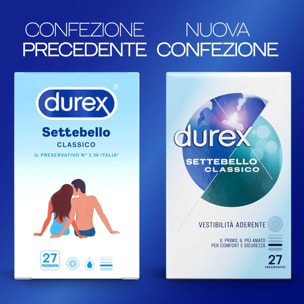 Preservativi Durex Settebello Classico con Forma Easy On - Confezione da 27 Profilattici