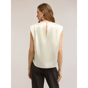Motivi - Blusa de satén con tirantes - Blanco