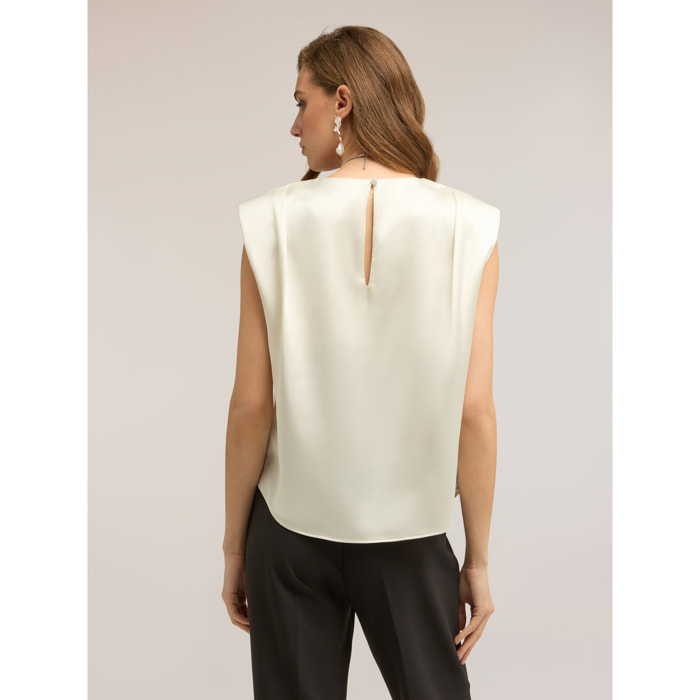 Motivi - Blusa de satén con tirantes - Blanco
