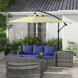 Parasol Excéntrico 294x193 cm Sombrilla de Jardín con Base Cruzada y Manivela Impermeable Protección UV Sombrilla para Terraza Patio Beige
