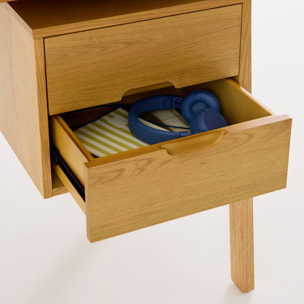 Bureau bois d'hévéa et placage chêne 2 tiroirs ALANA