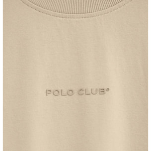 Camiseta beige de corte relajado con logo engomado Polo Club