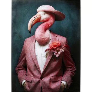 Tableau en verre flamant rose costume 120x160cm Kare Design